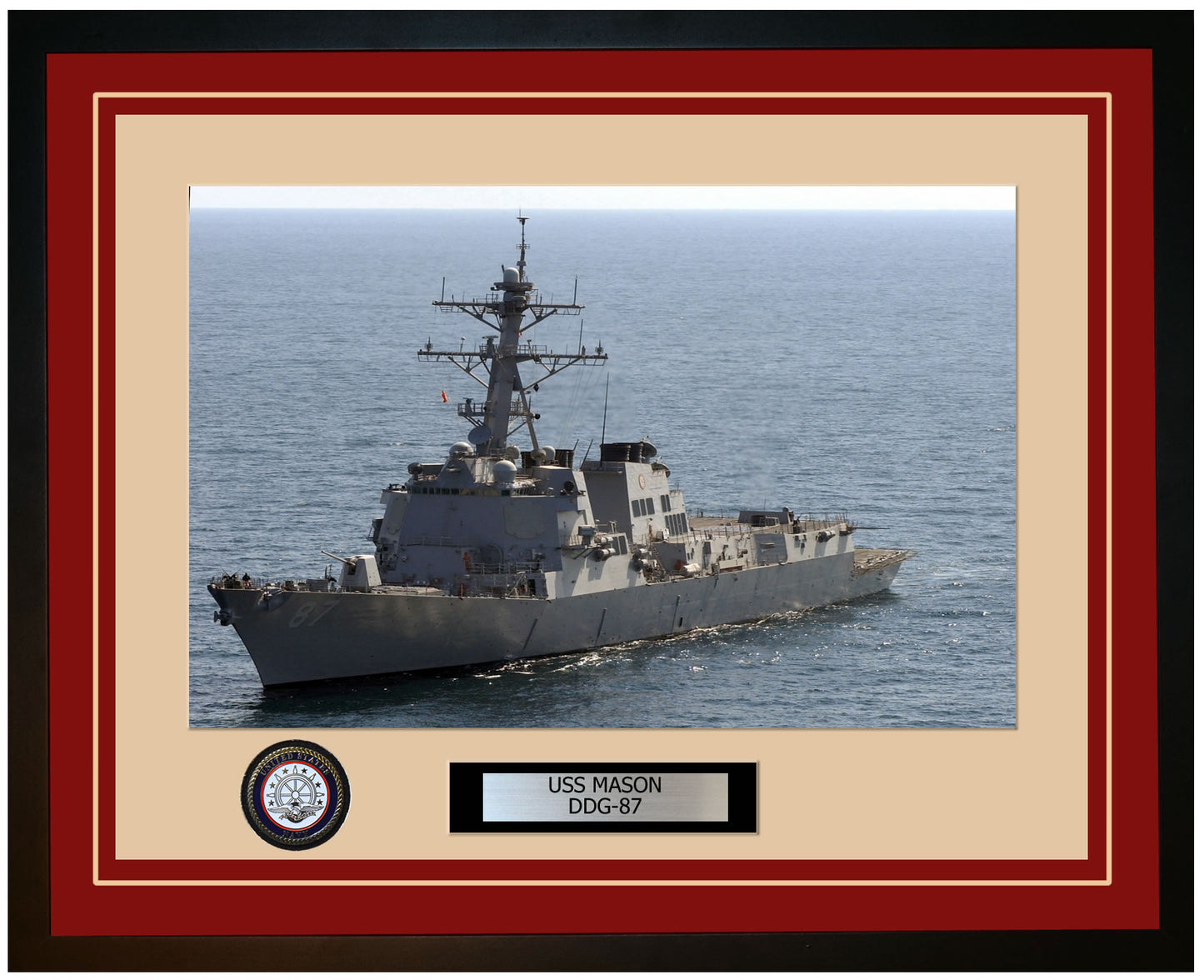 USS MASON DDG-87 Framed Navy Ship Photo Burgundy