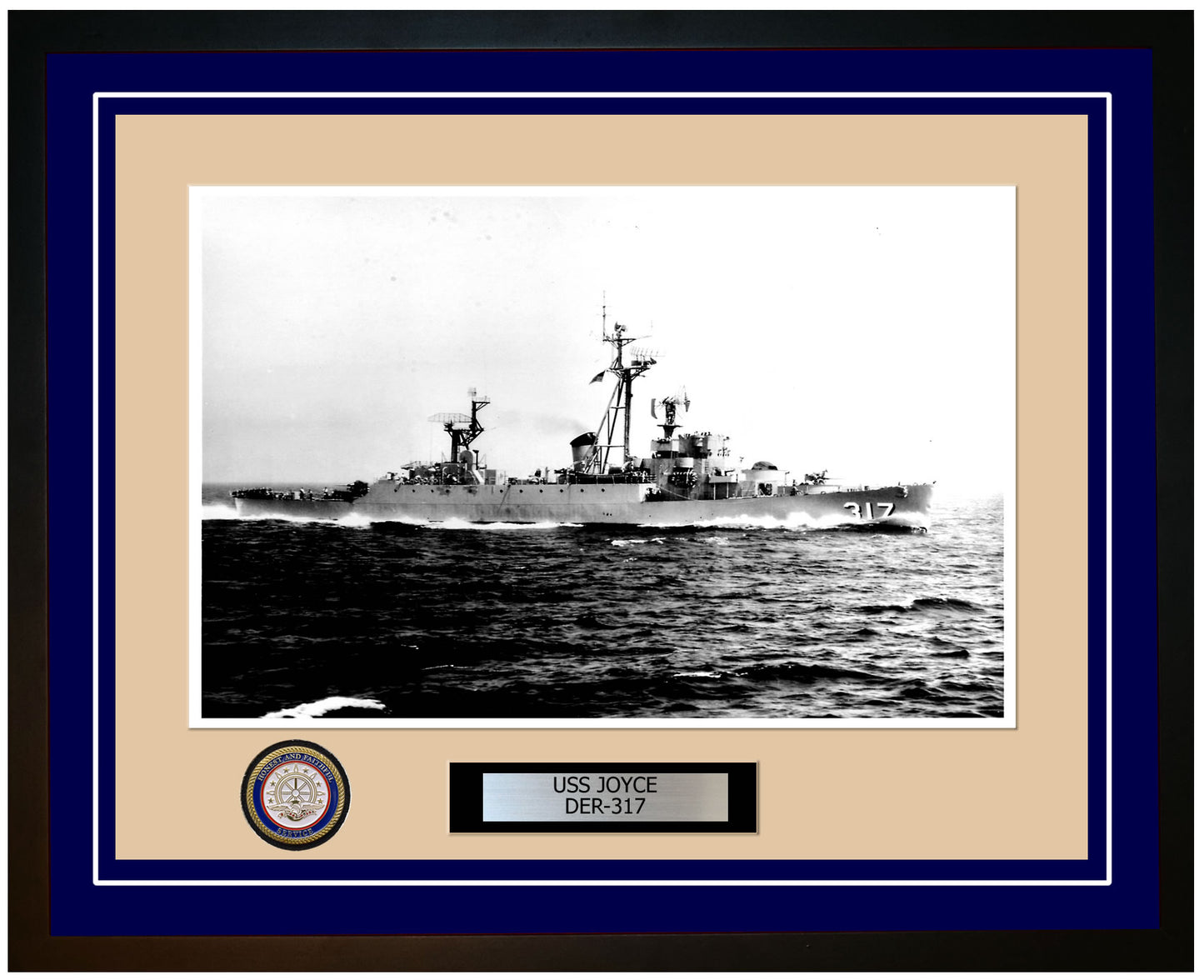 USS Joyce DER-317 Framed Navy Ship Photo Blue