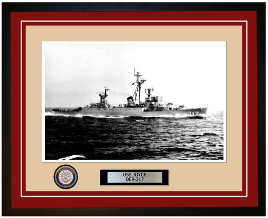 USS Joyce DER-317 Framed Navy Ship Photo Burgundy