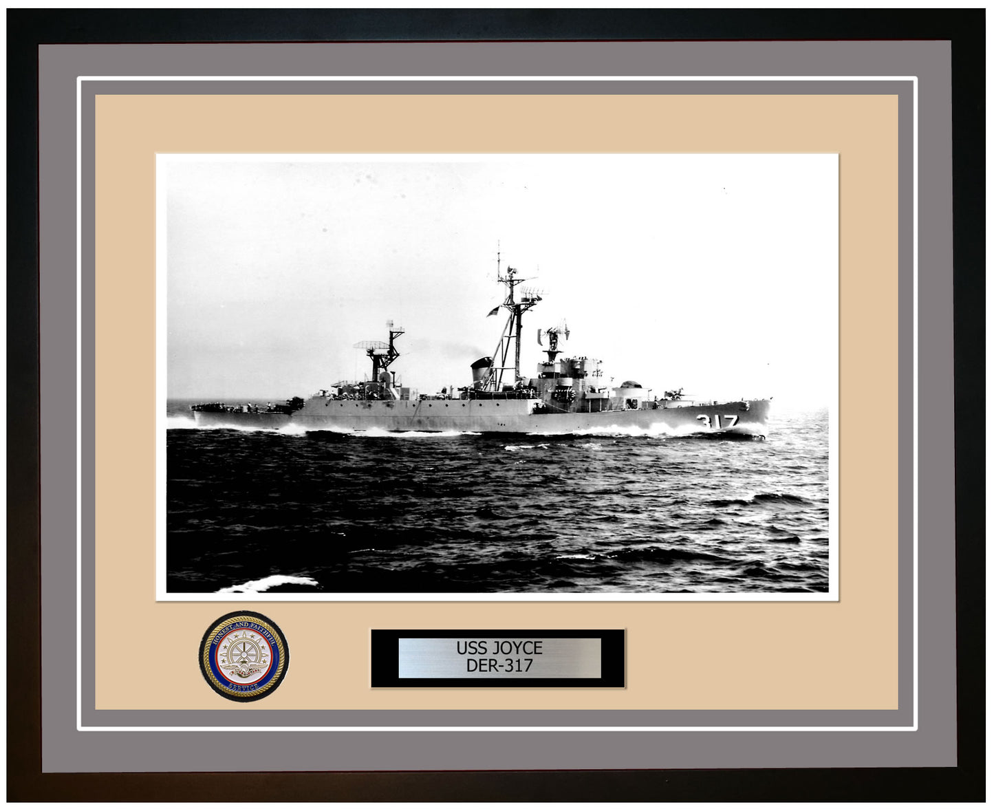 USS Joyce DER-317 Framed Navy Ship Photo Grey
