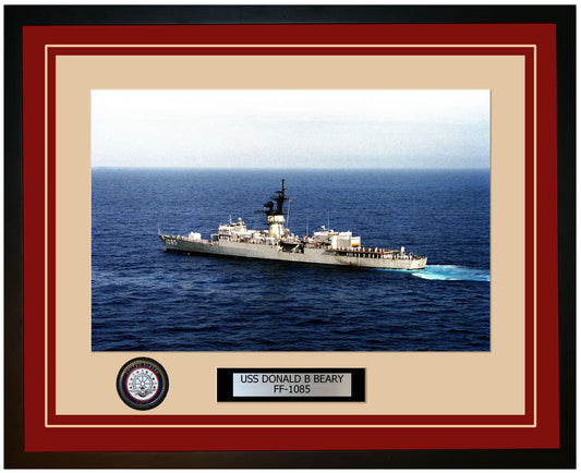 USS DONALD B BEARY FF-1085 Framed Navy Ship Photo Burgundy