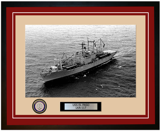 USS El Paso LKA-117 Framed Navy Ship Photo Burgundy