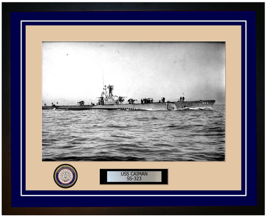 USS Caiman SS-323 Framed Navy Ship Photo Blue