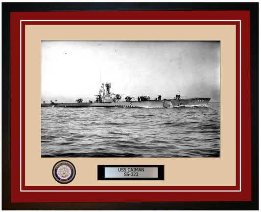 USS Caiman SS-323 Framed Navy Ship Photo Burgundy
