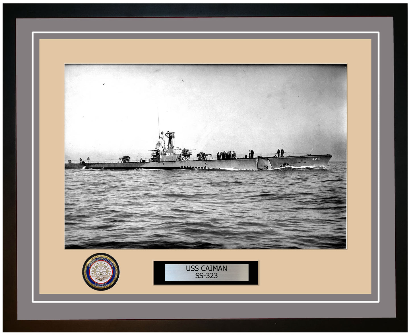 USS Caiman SS-323 Framed Navy Ship Photo Grey