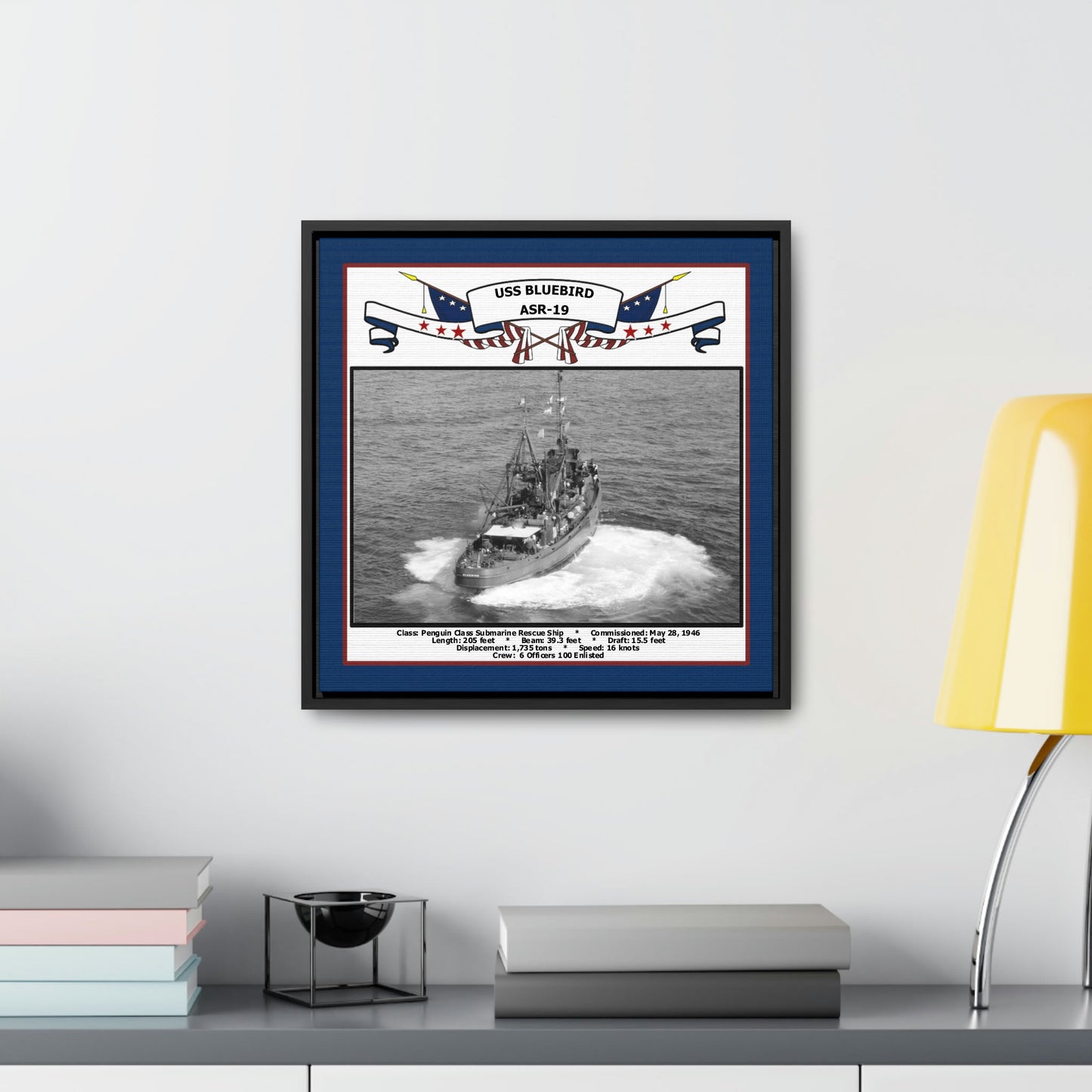 USS Bluebird ASR-19 Navy Floating Frame Photo Desk View