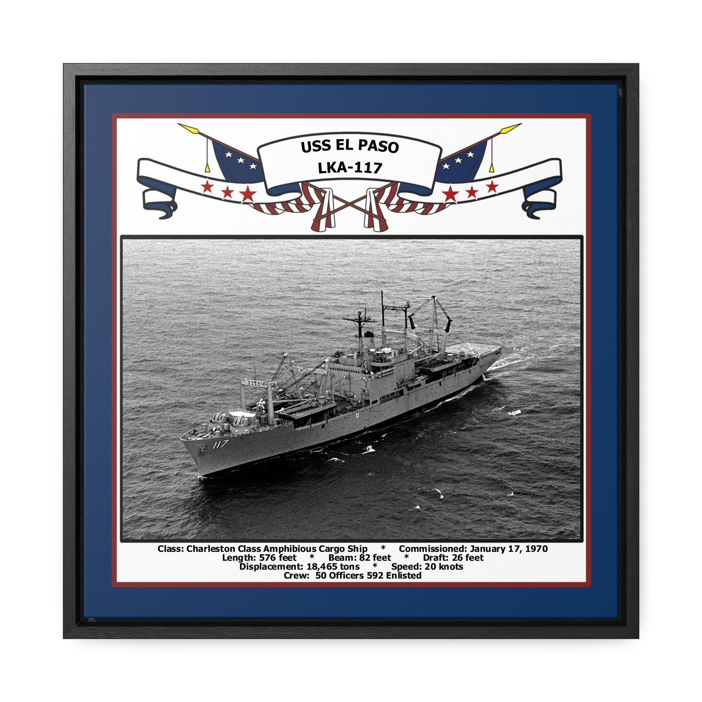 USS El Paso LKA-117 Navy Floating Frame Photo Front View