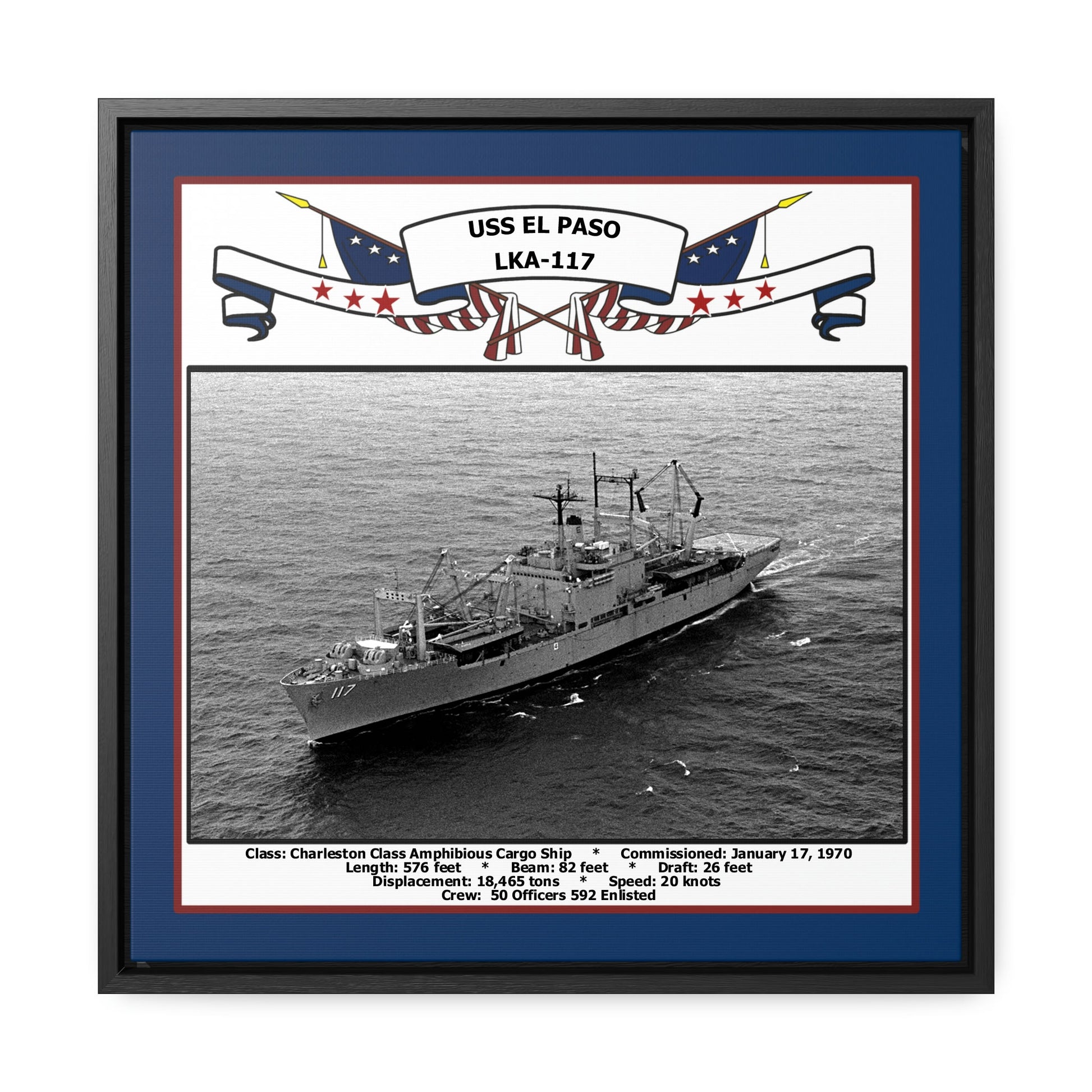 USS El Paso LKA-117 Navy Floating Frame Photo Front View