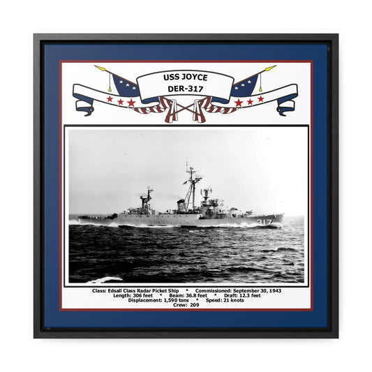 USS Joyce DER-317 Navy Floating Frame Photo Front View