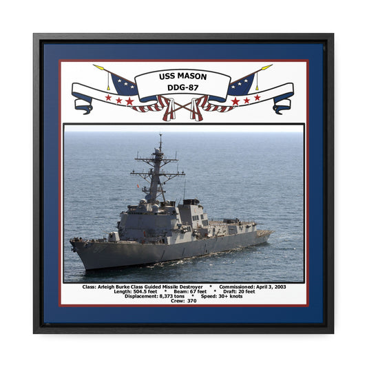 USS Mason DDG-87 Navy Floating Frame Photo Front View