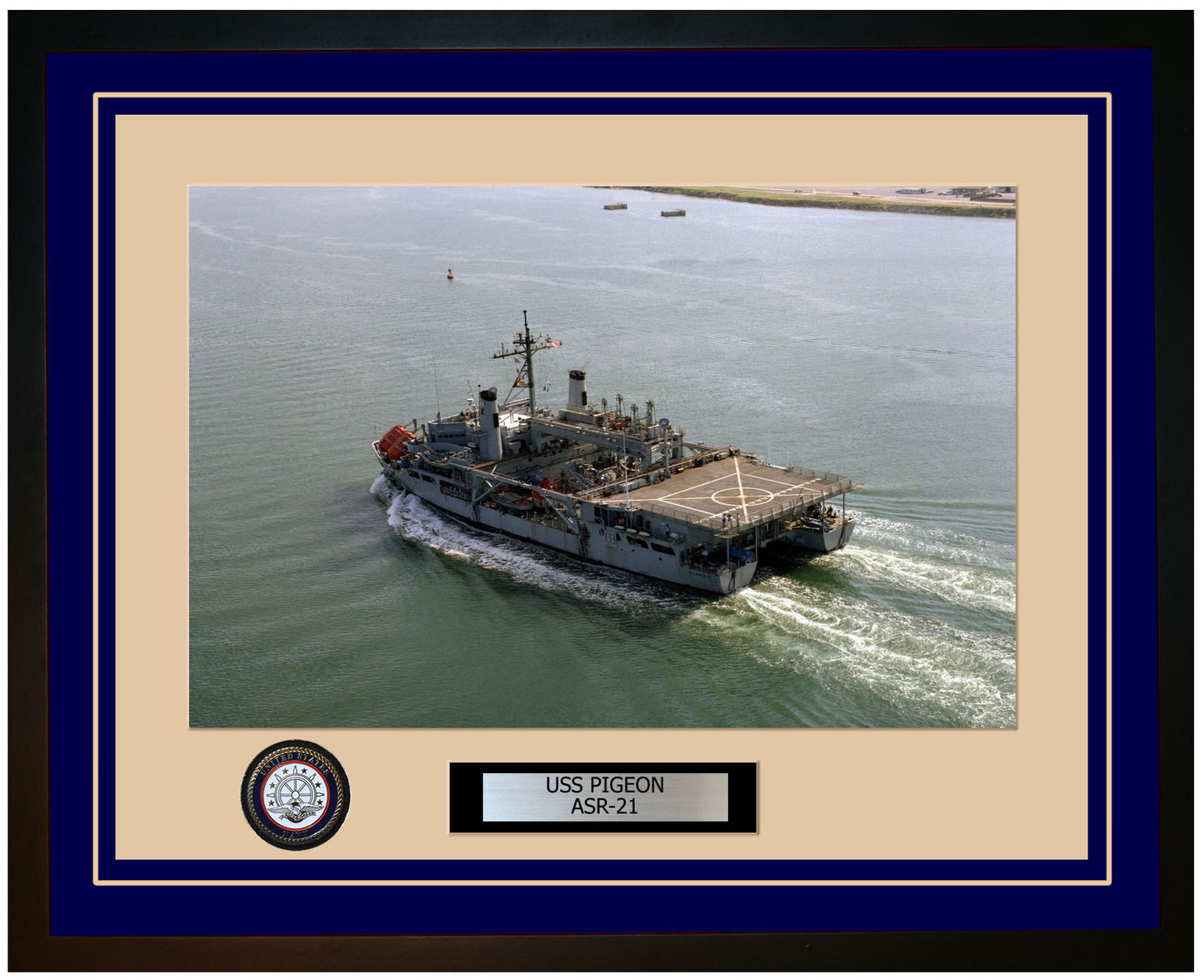 USS PIGEON ASR-21 Framed Navy Ship Photo Blue