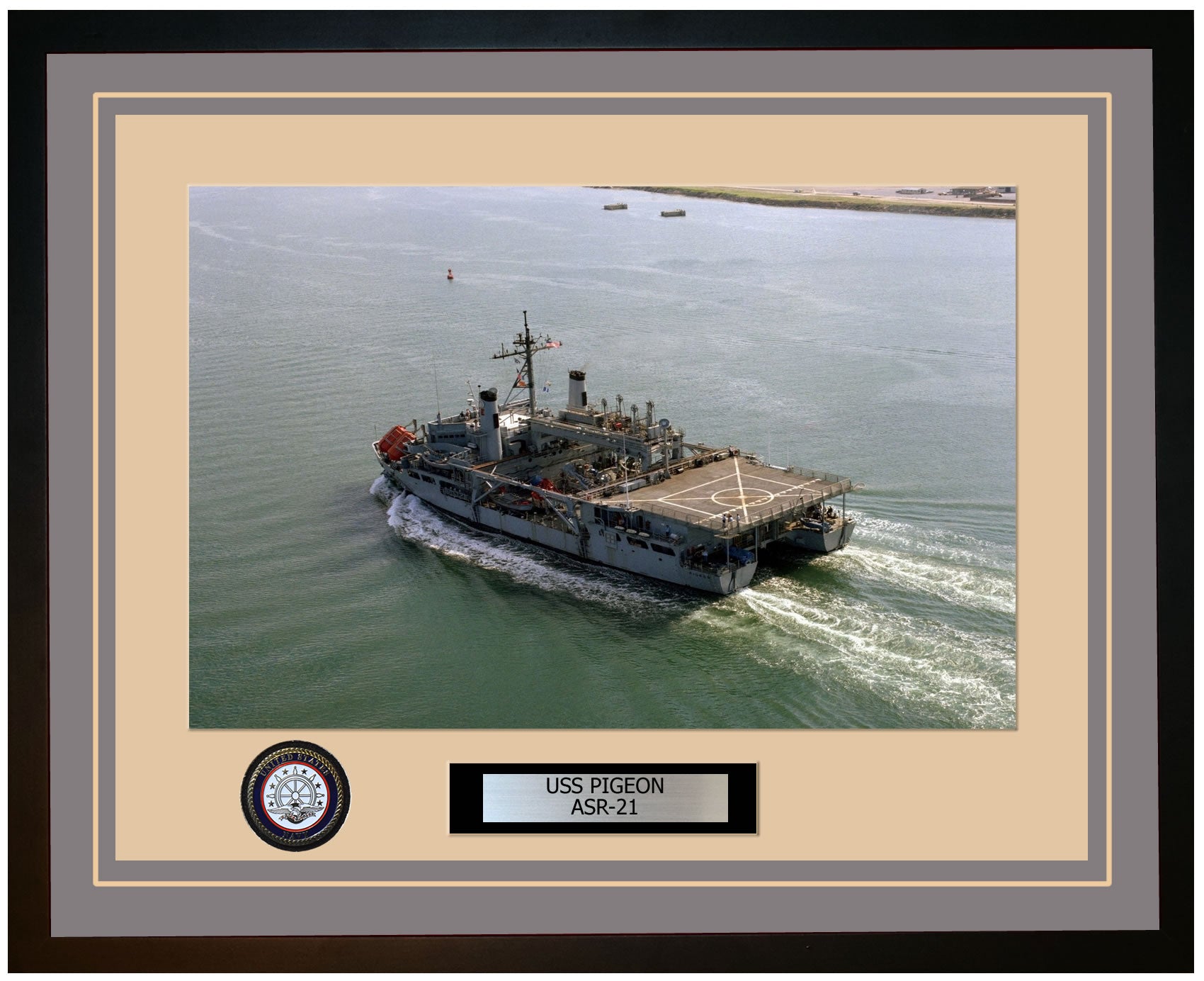 USS PIGEON ASR-21 Framed Navy Ship Photo Grey