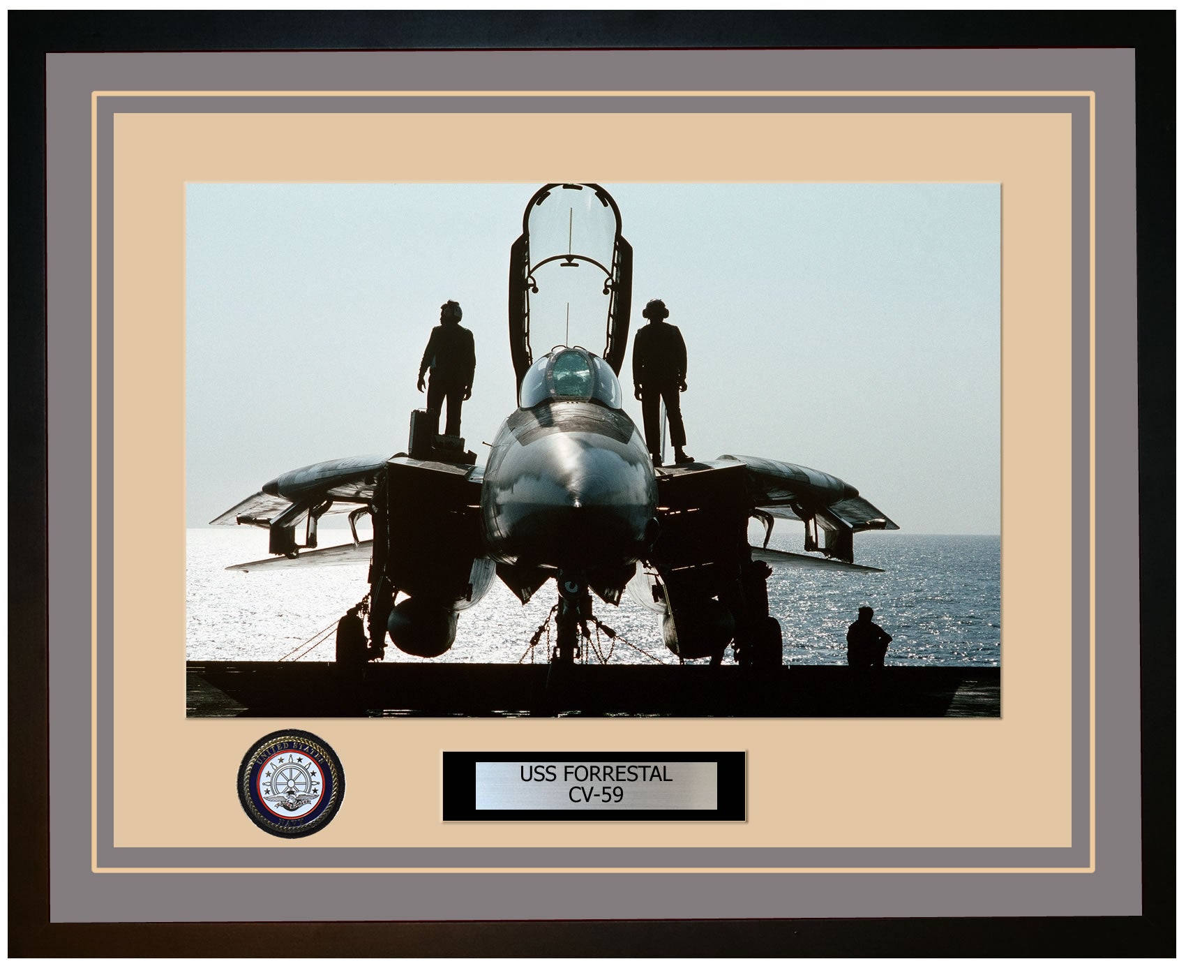 USS FORRESTAL CV-59 Framed Navy Ship Photo Grey