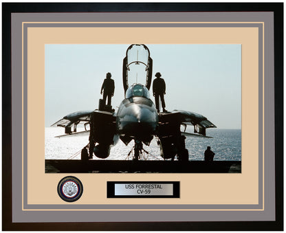 USS FORRESTAL CV-59 Framed Navy Ship Photo Grey
