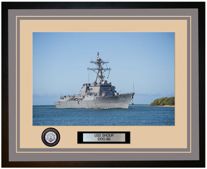 USS SHOUP DDG-86 Framed Navy Ship Photo Grey