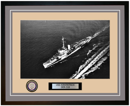 USS Kirkpatrick DER-318 Framed Navy Ship Photo Grey