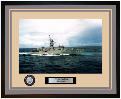 USS BREWTON FF-1086 Framed Navy Ship Photo Grey
