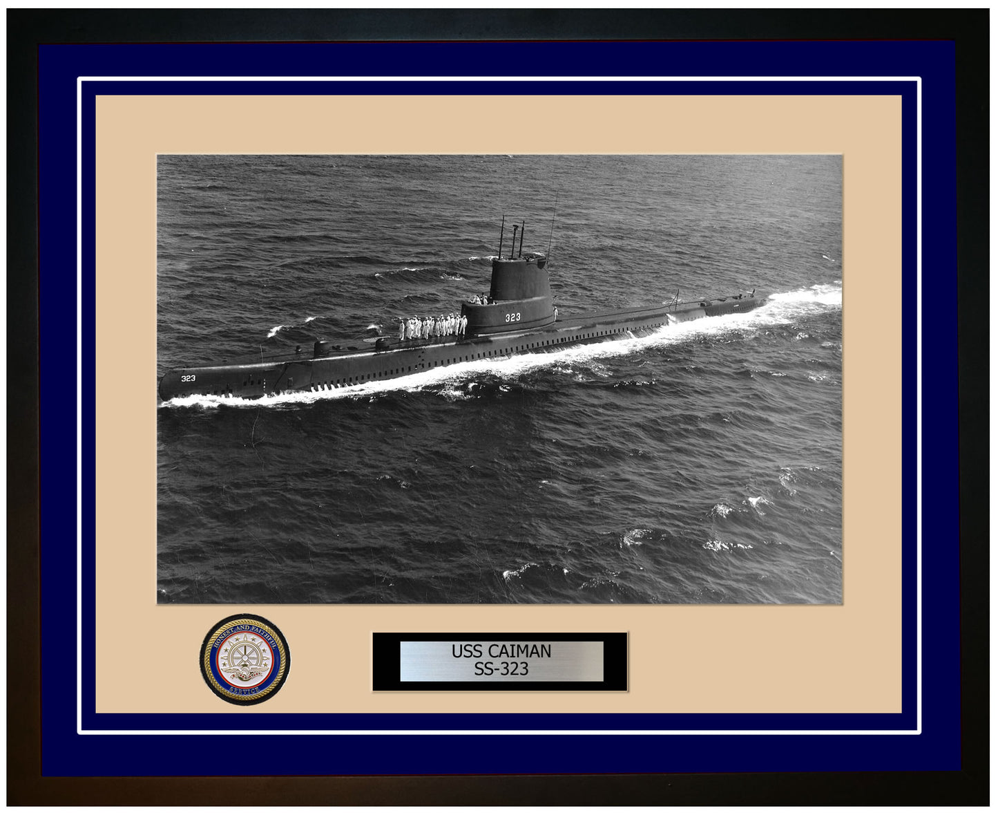 USS Caiman SS-323 Framed Navy Ship Photo Blue