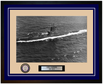 USS Caiman SS-323 Framed Navy Ship Photo Blue