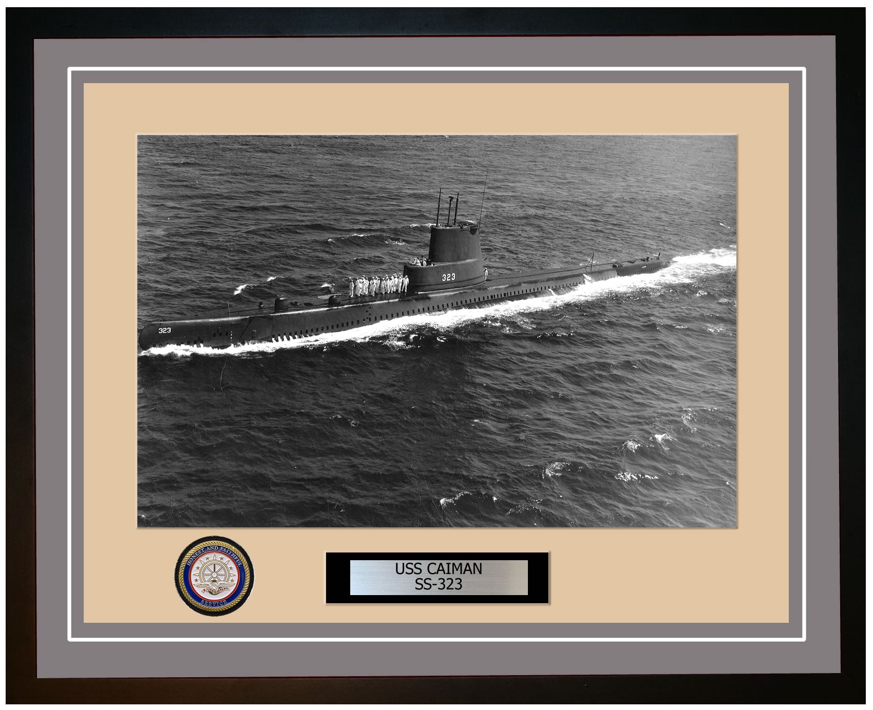 USS Caiman SS-323 Framed Navy Ship Photo Grey