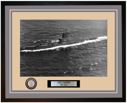 USS Caiman SS-323 Framed Navy Ship Photo Grey