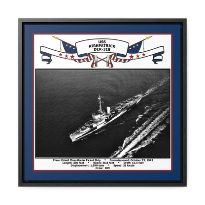 USS Kirkpatrick DER-318 Navy Floating Frame Photo Front View