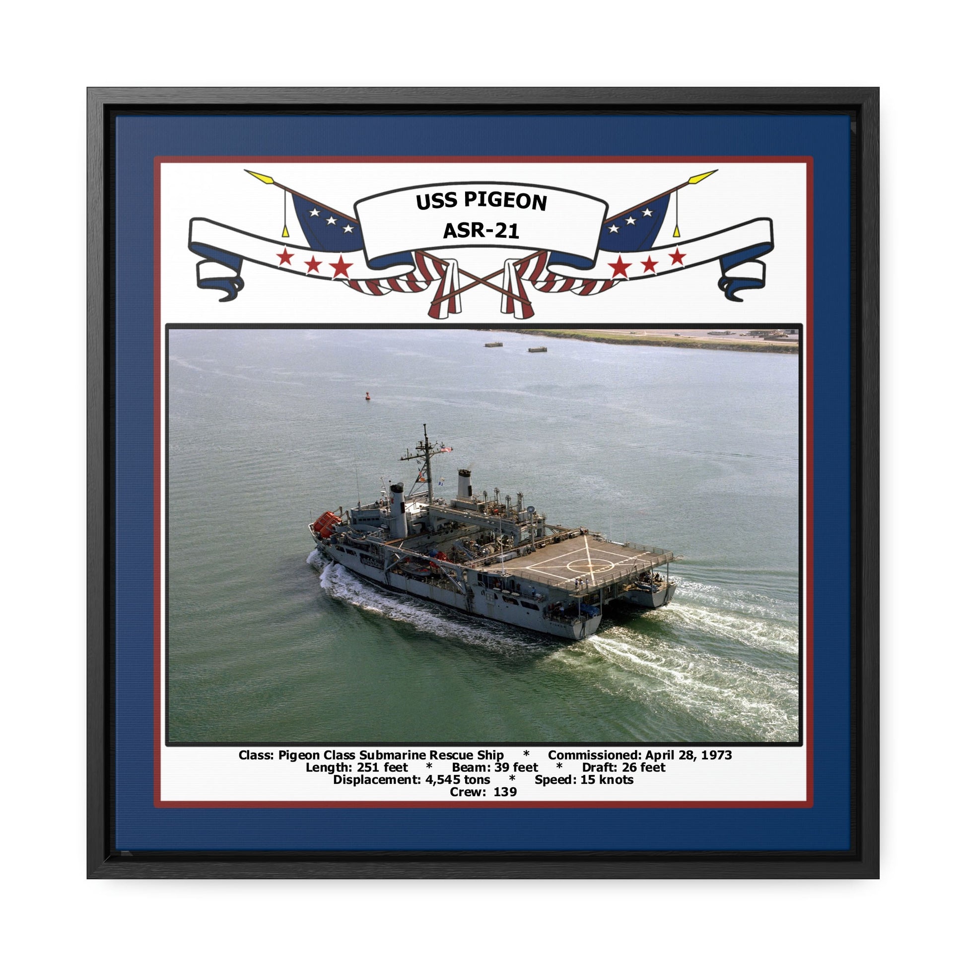 USS Pigeon ASR-21 Navy Floating Frame Photo Front View