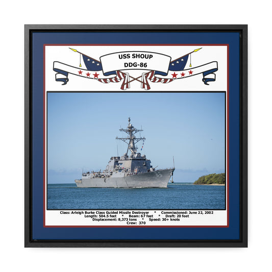 USS Shoup DDG-86 Navy Floating Frame Photo Front View