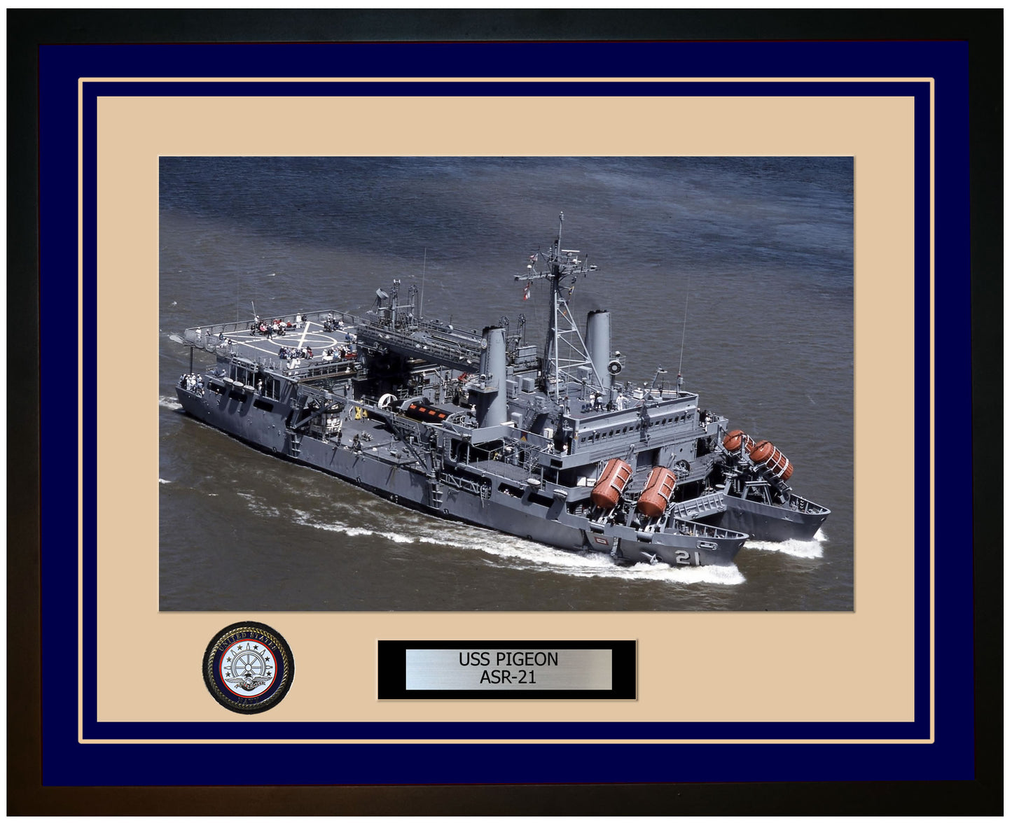 USS PIGEON ASR-21 Framed Navy Ship Photo Blue