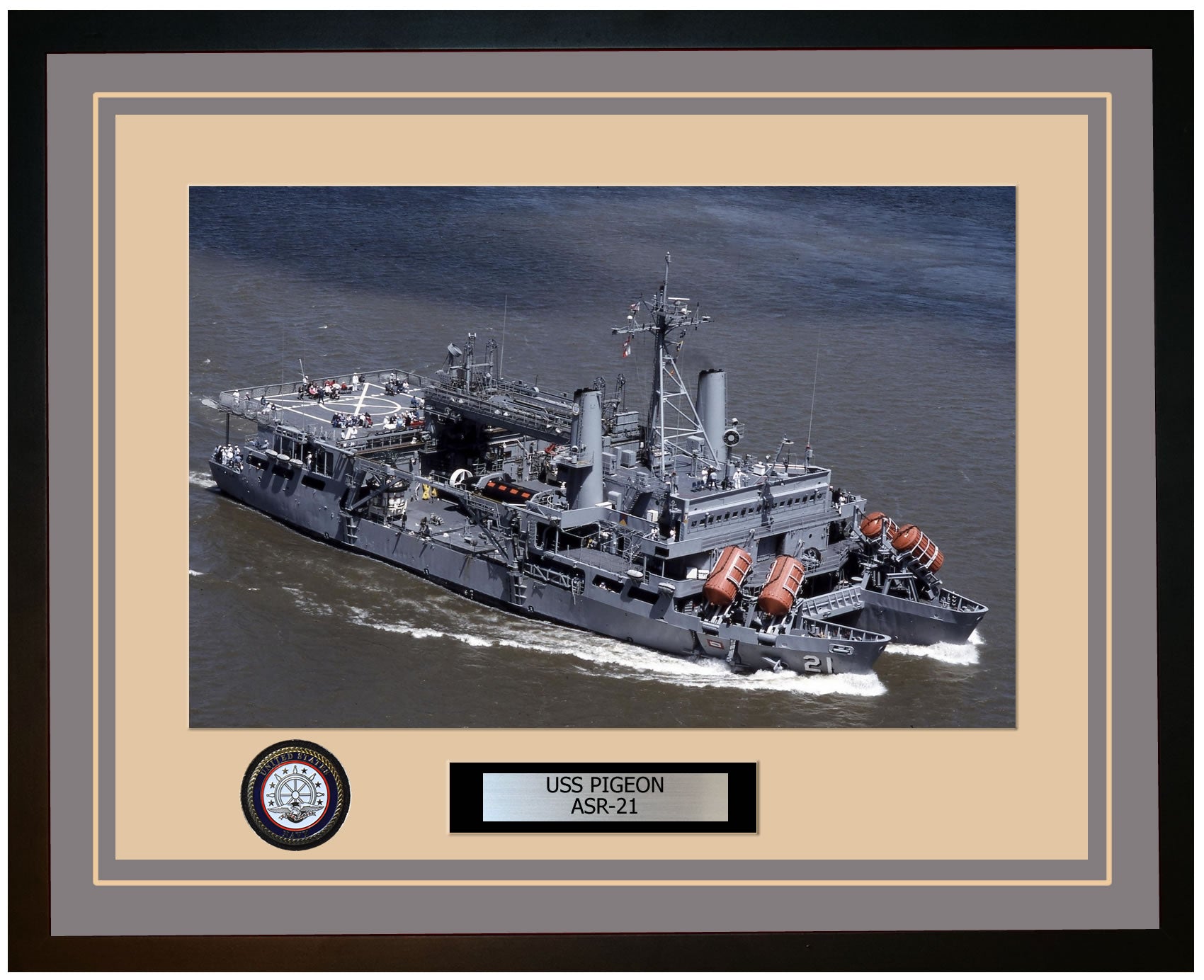 USS PIGEON ASR-21 Framed Navy Ship Photo Grey