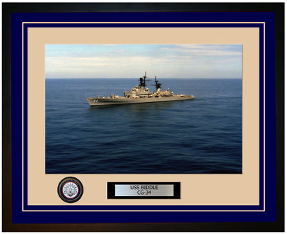 USS BIDDLE CG-34 Framed Navy Ship Photo Blue