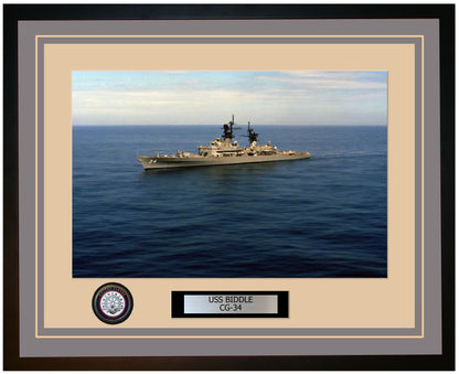 USS BIDDLE CG-34 Framed Navy Ship Photo Grey