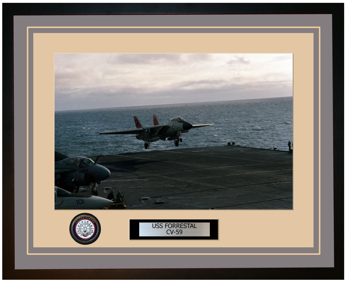 USS FORRESTAL CV-59 Framed Navy Ship Photo Grey