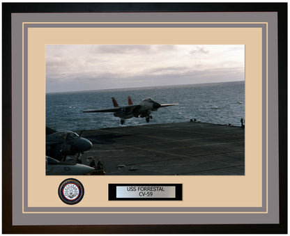 USS FORRESTAL CV-59 Framed Navy Ship Photo Grey