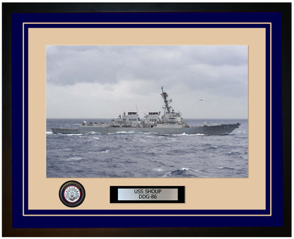 USS SHOUP DDG-86 Framed Navy Ship Photo Blue