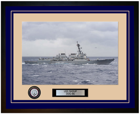 USS SHOUP DDG-86 Framed Navy Ship Photo Blue