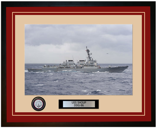 USS SHOUP DDG-86 Framed Navy Ship Photo Burgundy