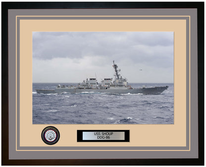 USS SHOUP DDG-86 Framed Navy Ship Photo Grey