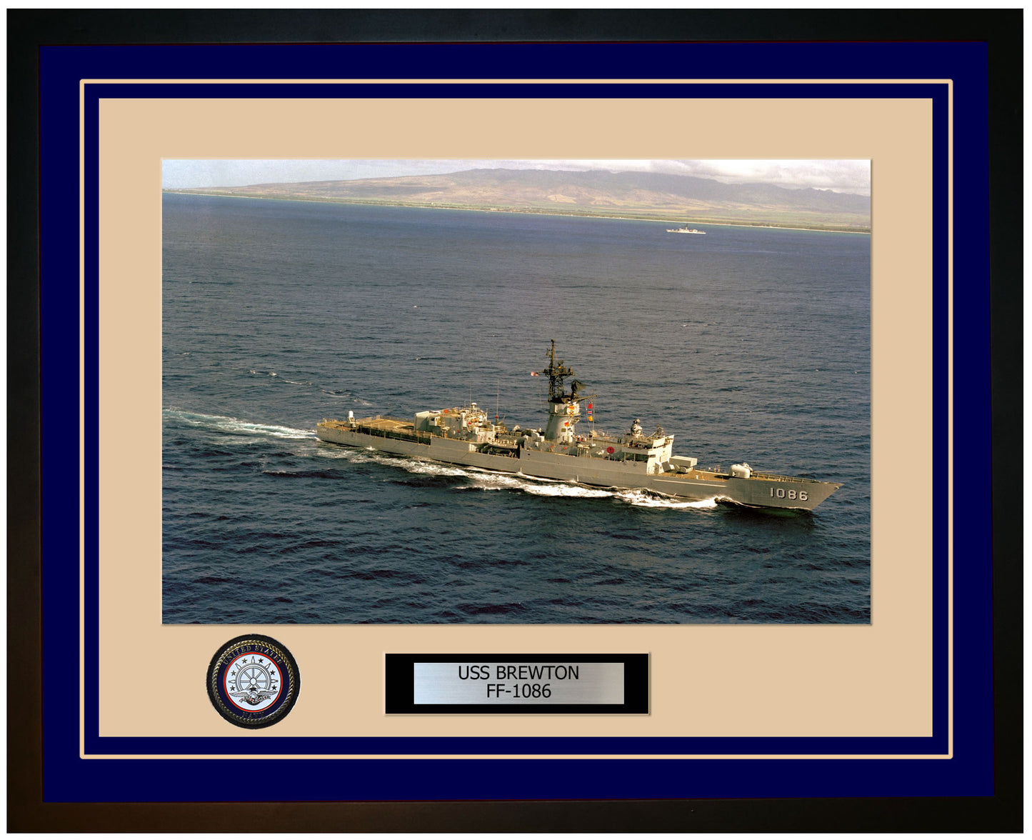 USS BREWTON FF-1086 Framed Navy Ship Photo Blue