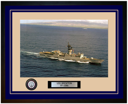 USS BREWTON FF-1086 Framed Navy Ship Photo Blue