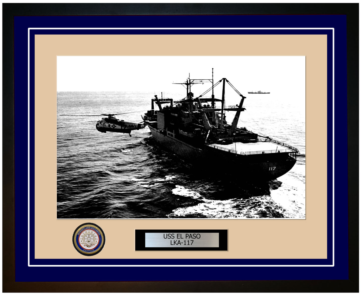 USS El Paso LKA-117 Framed Navy Ship Photo Blue