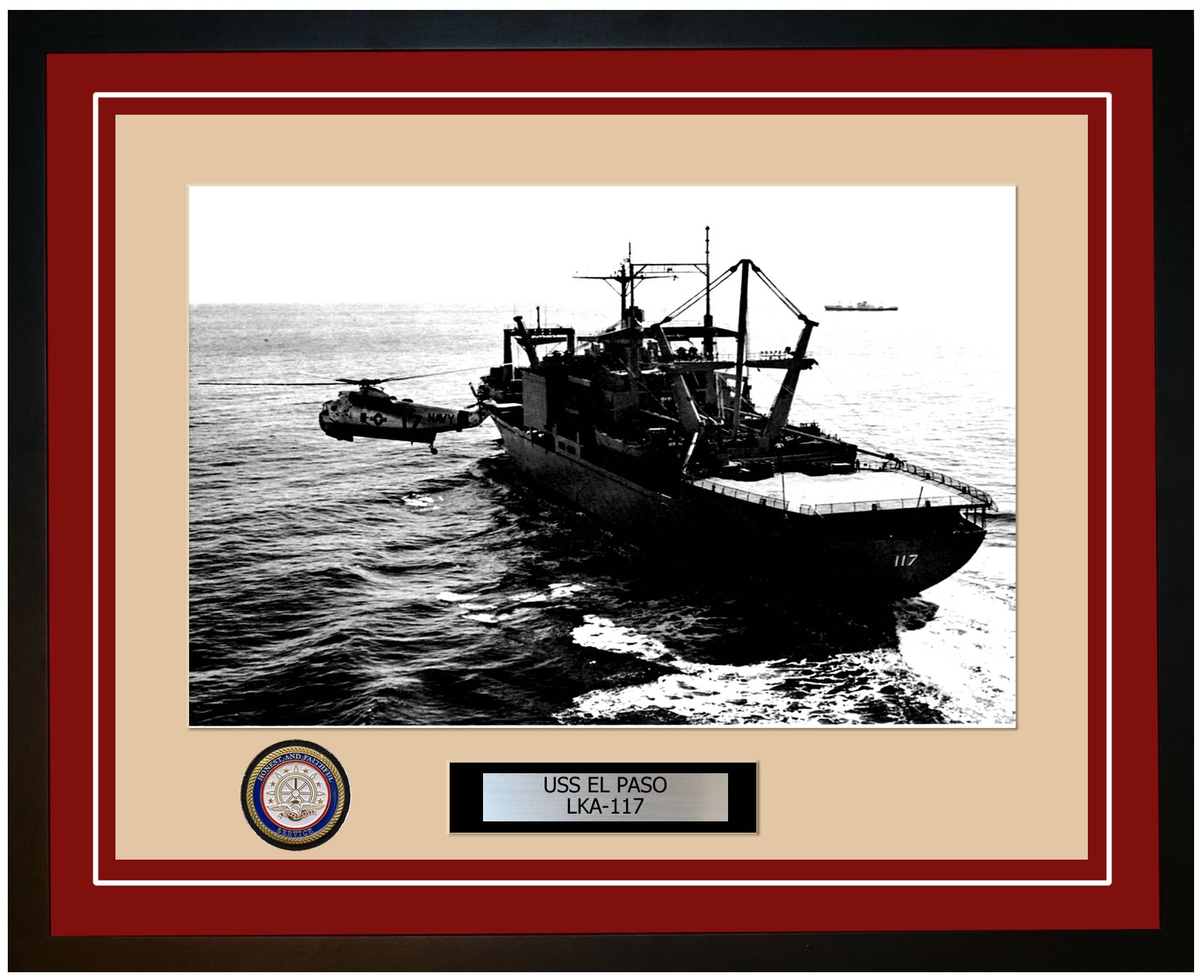 USS El Paso LKA-117 Framed Navy Ship Photo Burgundy