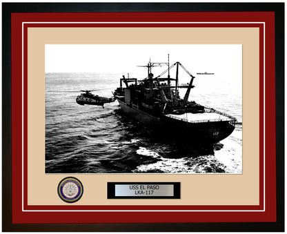 USS El Paso LKA-117 Framed Navy Ship Photo Burgundy