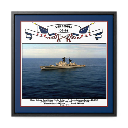 USS Biddle CG-34 Navy Floating Frame Photo Front View
