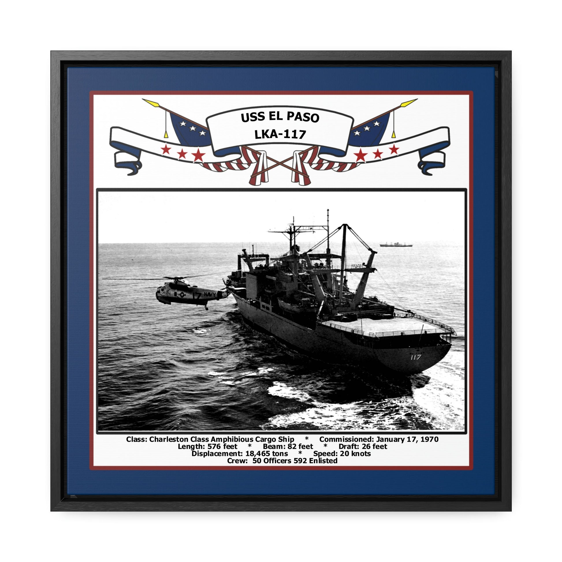 USS El Paso LKA-117 Navy Floating Frame Photo Front View