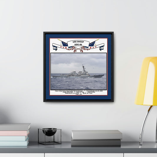 USS Shoup DDG-86 Navy Floating Frame Photo Desk View