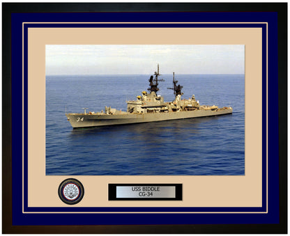 USS BIDDLE CG-34 Framed Navy Ship Photo Blue