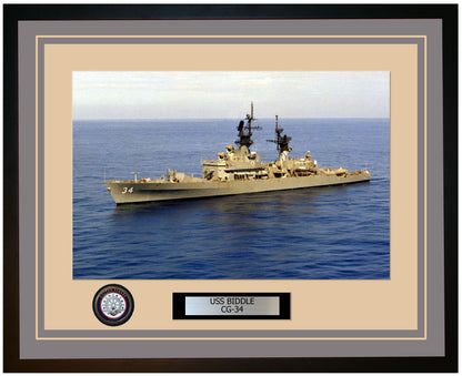 USS BIDDLE CG-34 Framed Navy Ship Photo Grey