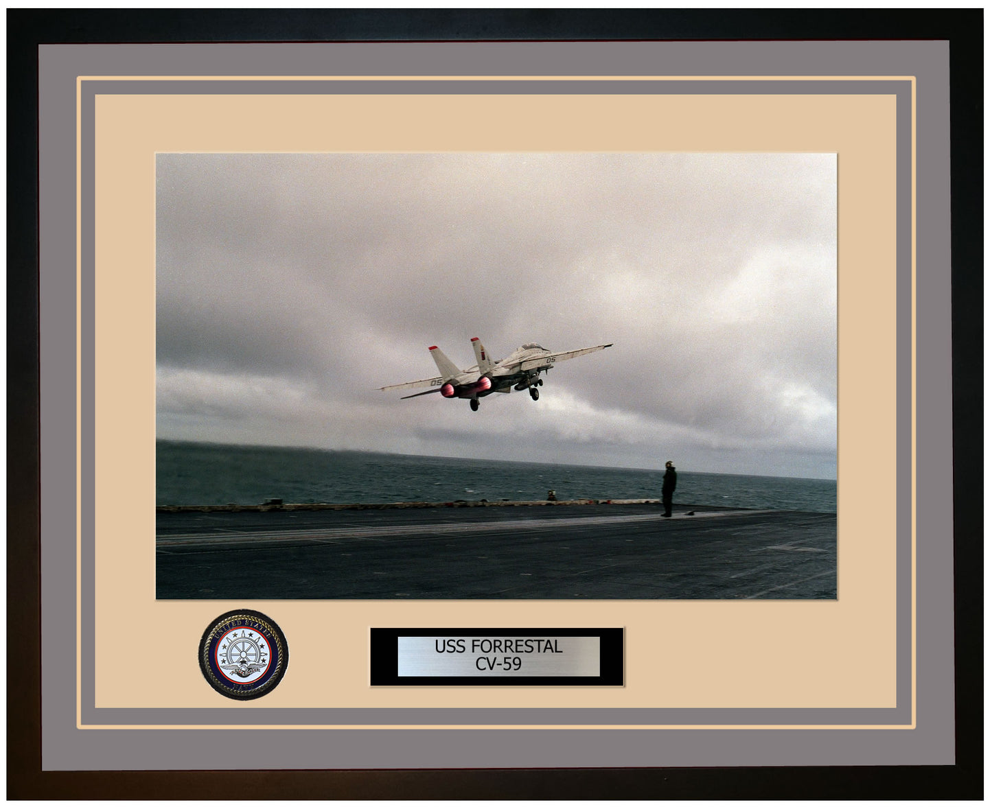 USS FORRESTAL CV-59 Framed Navy Ship Photo Grey