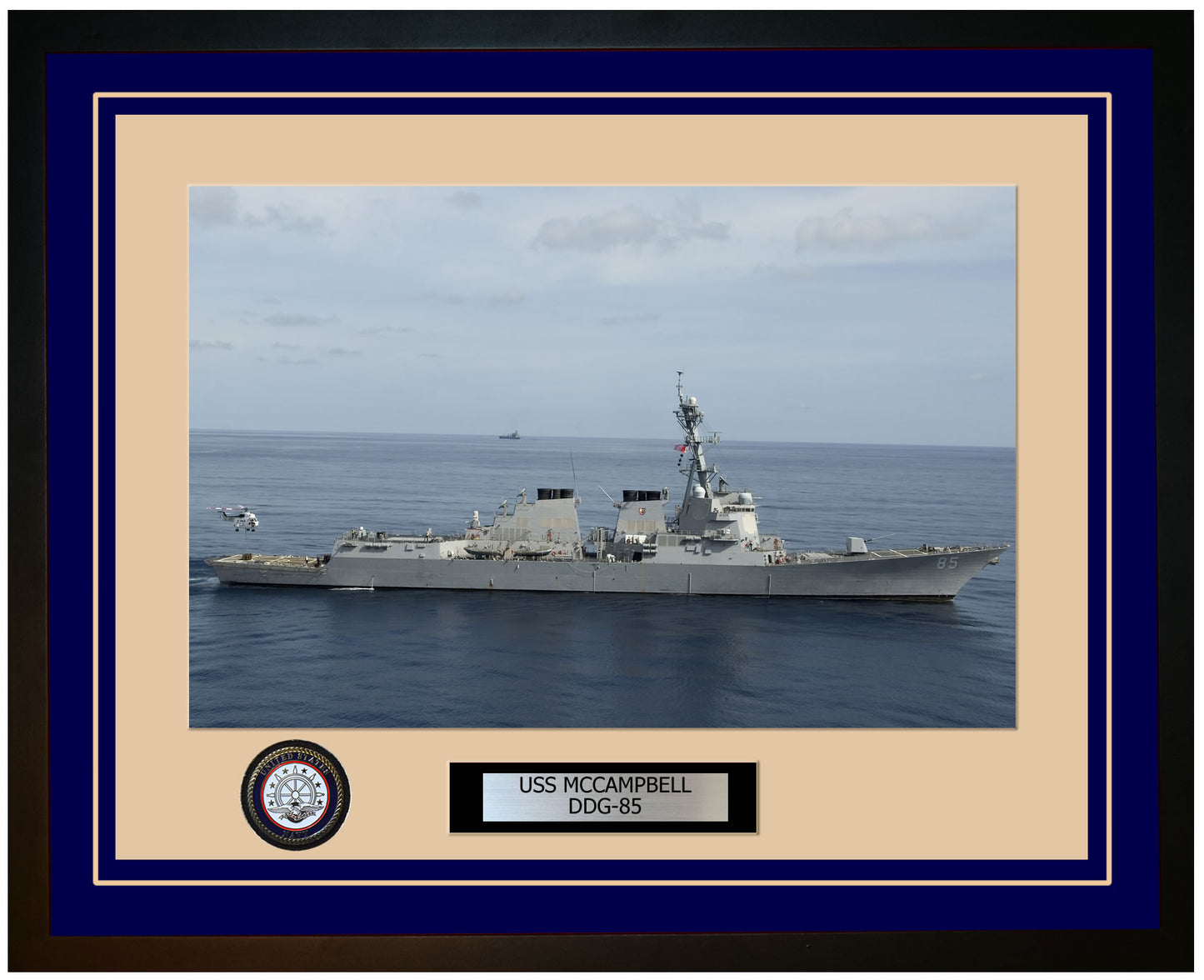 USS MCCAMPBELL DDG-85 Framed Navy Ship Photo Blue